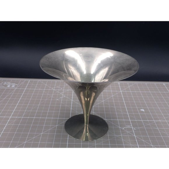 Arthur Salm Mid Century Modern Nickel 1964 Pedestal Bowl signed - Picture 1 of 5